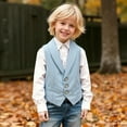 thumbnail image 6 of SGMVNU Boys Blazer Suit Jackets Casual Long Sleeve Open Front Kids Wedding Formal Suits Jacket Boy School Uniform Tuxedo Outfit Size 4-5 Years, z929C-Light Blue, 6 of 7