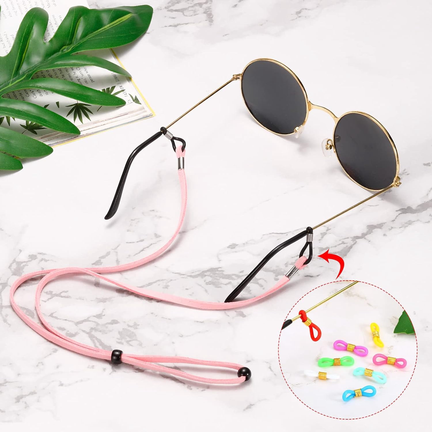 Eyeglass Chain End Connectors - Adjustable Rubber Tips With Metal Coil For Glasses Straps