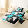 thumbnail image 2 of Homewish Blue Abstract Twin Sheets,Contemporary Art Bedding,3-Piece,1 Fitted Sheet and 1 Pillowcase, 2 of 6