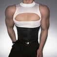 thumbnail image 5 of YLSDY Men's Mock Neck Cutout Sleeveless Tank, Form-Fitting Two-Tone Design for Club and Party Wear Black Free Size, 5 of 5