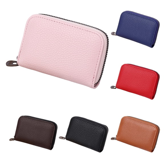 Stylago Women's Casual Wallet Leather Credit Card Holder Purses with Multiple Slots Portable Shopping Zipper Wallets Pink