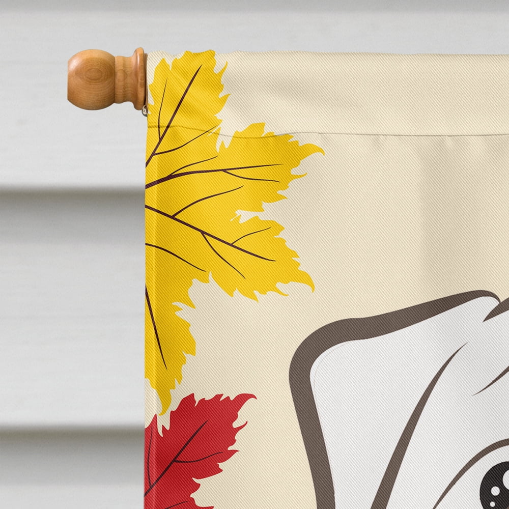 Carolines Treasures BB2026CHF White English Bulldog Thanksgiving Canvas House Flag