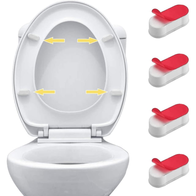 Kit universal de parachoques para asiento de inodoro - Paquete de 4 parachoques para asiento de inodoro para uso con bidé, tapa; Almohadillas adhesivas, sólidas, ovaladas, blancas Feliz Sencillez