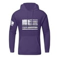 thumbnail image 2 of Men's Flag Print Oversized Hooded Sweatshirt, Long Sleeve Loose Fit Fleece Pullover for Casual Wear, Patriotic Style,Purple,2XL, 2 of 5