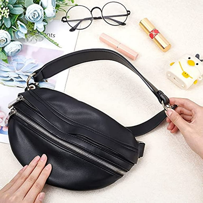  WADORN Leather Purse Handle, 15.75 Inch Short PU Leather Bag  Strap Thin Shoulder Bag Straps Replacement Handbag Handle Strap Tote Bag  Top Strap with Swivel Clasps DIY Purse Making Supplies, Black 