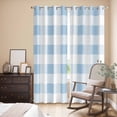 thumbnail image 3 of Blue Checkered Kitchen Curtains 84 Inch Length, Blue White Buffalo Plaid Grommet Top Bedroom Living Room Curtains, Light Filtering Cafe Curtain Drapes 2 Panels Set 84''x84'', 3 of 9