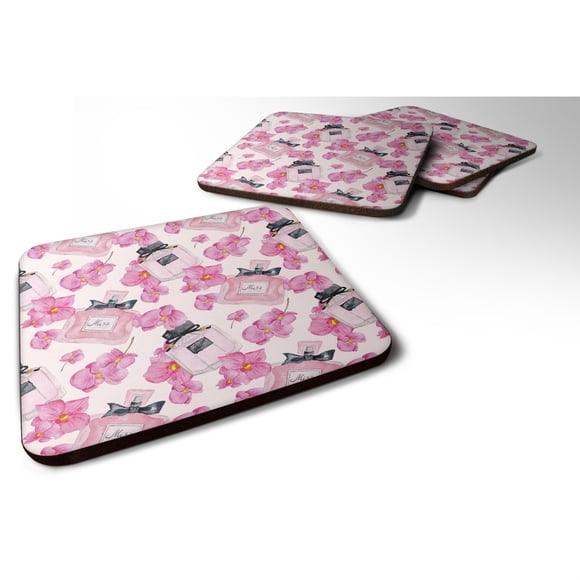 "Treasures Watercolor Pink and Perfume Decorative coasters, 3.5, Multicolor"