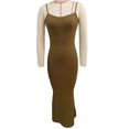 thumbnail image 2 of Vestido de tirantes de espagueti de punto acanalado vestido de tirantes de espagueti de mujer con envoltura en la cadera Vestido sin mangas de moda Amigable con la piel Ajuste ANGGREK Otros, 2 of 3