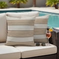 thumbnail image 4 of Brown Ombre Wooden Outdoor Waterproof Pillow Covers, Farmhouse Retro Khaki Wood Decorative Square Throw Pillowcase Sofa Cushion Sham for Patio/Couch/Chair, 16"x16" 2 Pack, 4 of 8