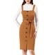 thumbnail image 5 of INSPIRE CHIC Vestido de tirantes con decoración de botones y lazo en la cintura S Marrón, 5 of 6