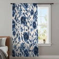 thumbnail image 4 of Navy Blue Botanical Peony Sheer Curtains 108 Inches Extra Long, Vintage Floral Blossom Light Filering Curtains, Privacy Drapes Simi Floor to Veiling Curtain for Living Room Bedroom Window Treatment, 4 of 9
