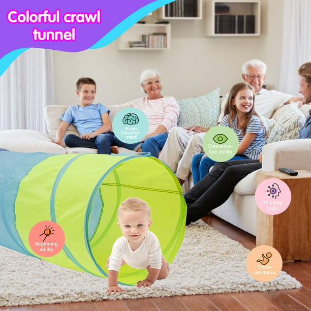Pluokvzr Kids Play Tunnel for Toddlers 18*18*57inch Pop Up Crawl
