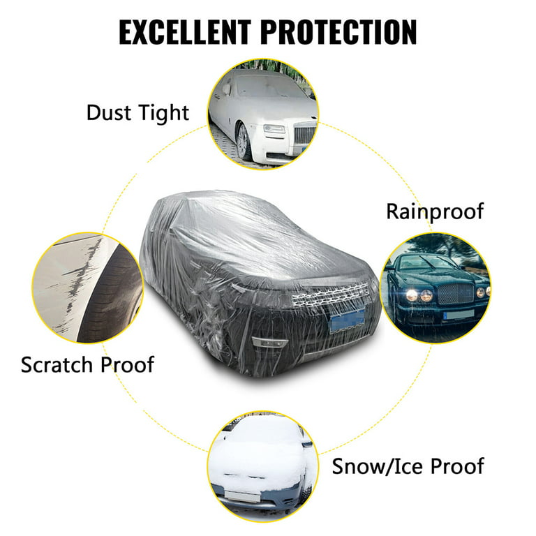 VEVOR Clear Plastic Car Cover 10pcs Disposable Car Covers, 22' x 12'  Universal Plastic Car Cover, Waterproof Dust-Proof Full Cover, Outdoor  Indoor Car Cover, Effective Protection, Universal Type 