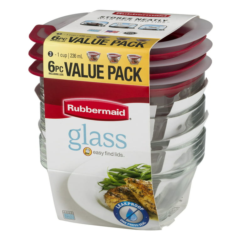 Rubbermaid Easy Find Lids Glass Food Storage Container, 1 Cup