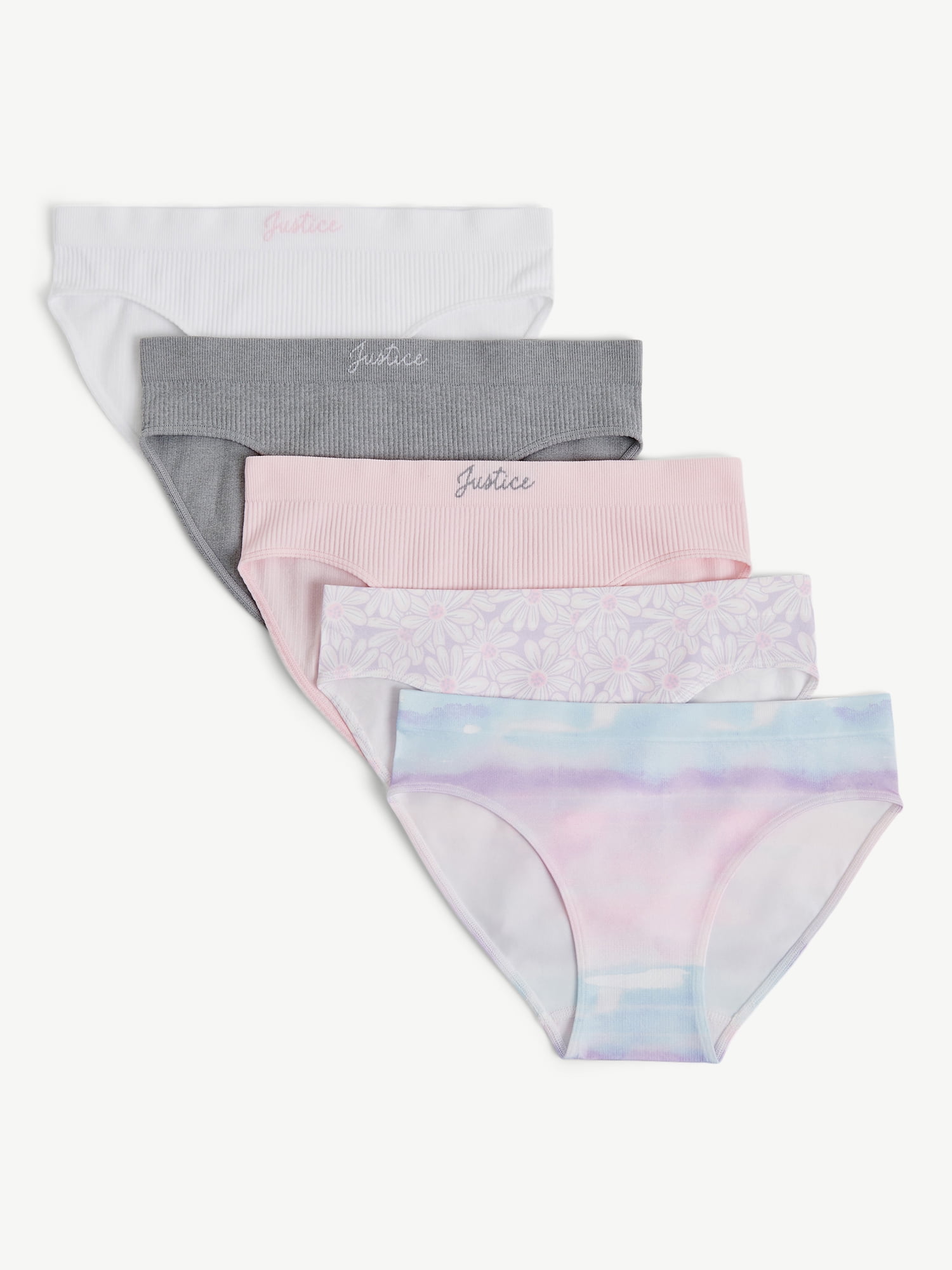 Justice Girls Seamless Bikini Undies, 5-Pack, Sizes 6-16