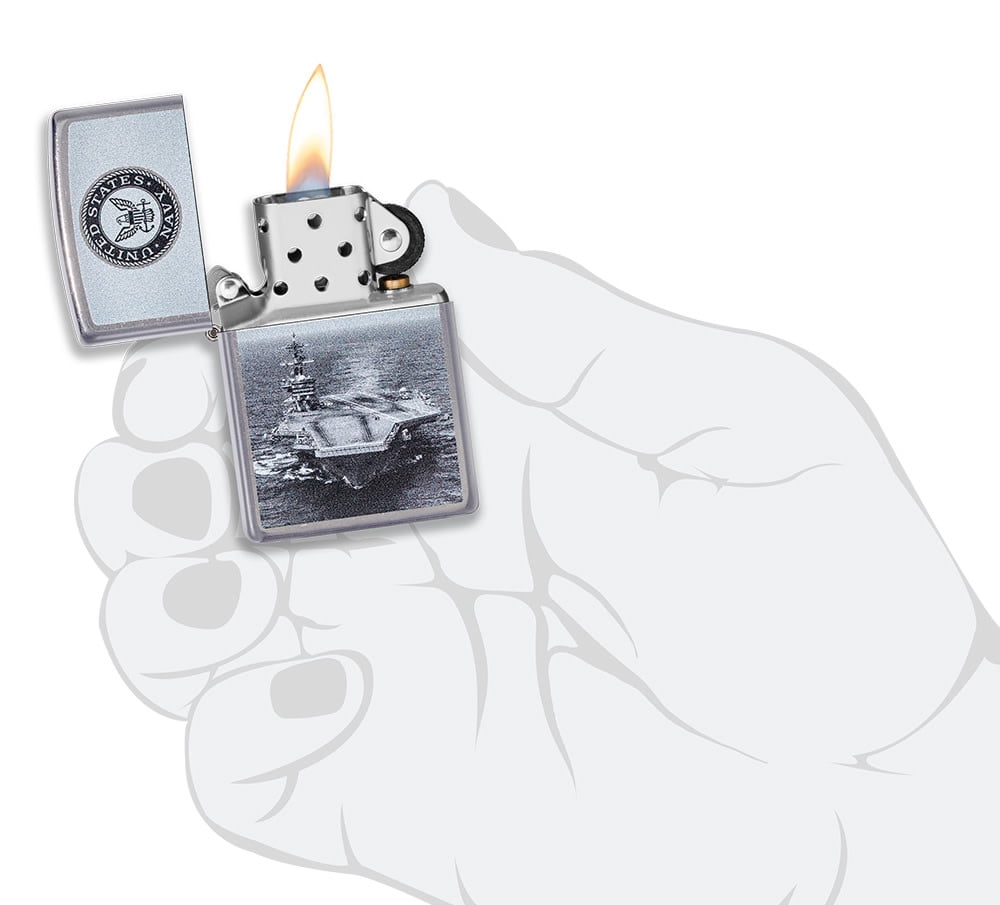 Zippo U.S. Navy Aircraft Carrier Street Chrome Pocket Lighter