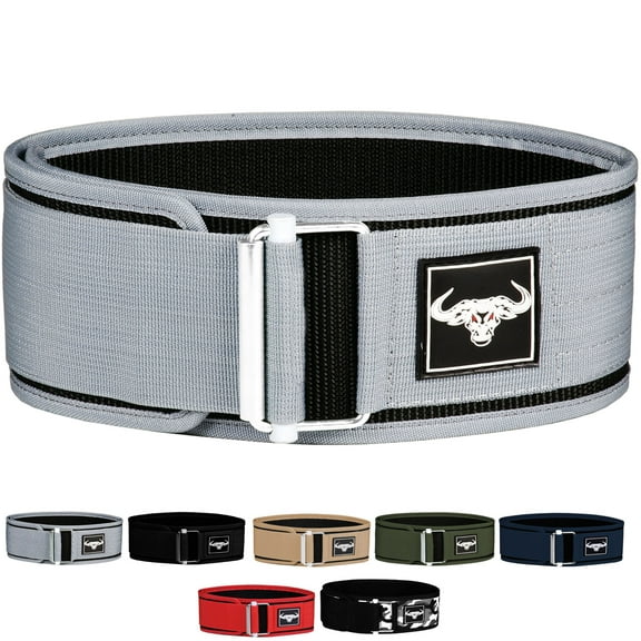 IBRO Quick Locking Premium Weight Lifting Belt - Powerlifting, Cross Training for Men and Women - 4 Inch Back Support, Metal Buckle - Professional Fitness, Olympic Lifting, Deadlift Silver M