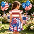 thumbnail image 4 of Grblisyd 4th of July Girls Dresses Size 10-12 Crew Neck Sleeveless American Flag A-Line Dress Independence Day Tank Dress, 4 of 6