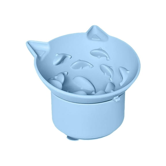 Ppsfege Elevated Cat Food Bowl, Safe Silicone Pet Feeding Bowls, Heat Resistant Cat Dish to Slow Down Eating for Cats or Small Dogs, (Sky Blue)