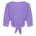 thumbnail image 6 of LEKODE Womens V Neck Bell Flare Long Sleeve Tie Front Cropped Lightweight Knit Shrug UV Sun Protection Summer Beach Daily Dress Layering Cover Up Topper B Purple S, 6 of 9
