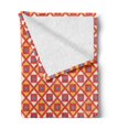 thumbnail image 2 of Geometric Soft Flannel Fleece Throw Blanket, Checked Pattern with Dots in Squares Diagonal Retro Style, Cozy Plush for Indoor and Outdoor Use, 70" x 90", Sky Blue Marigold, by Ambesonne, 2 of 5