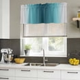 thumbnail image 4 of 2 Pack Valances for Window, Turquoise Grey Ombre Short Curtains for Kitchen Bedroom Living Room, Farmhouse Gradient Minimalist Rod Pocket Small Window Treatment Valance Drapes 54 x 18 Inch, 4 of 8