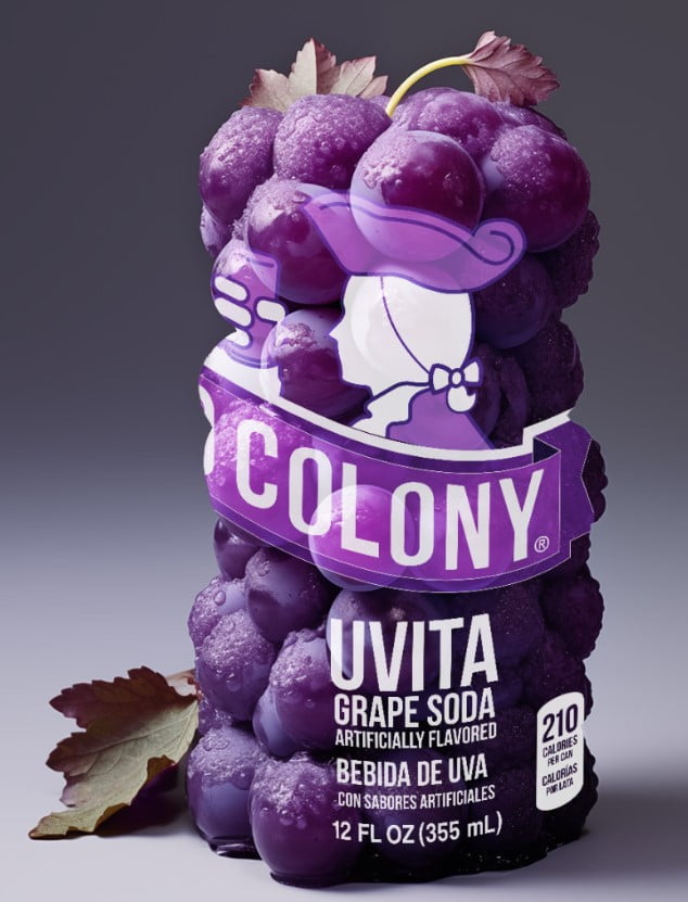 Old Colony Grape, Soda Drink, 8 Pack, 12 fl oz Aluminum Can, Allergens Not Contained