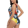thumbnail image 4 of Sikiie Astronaut And Space Print Women One Piece Swimsuits Tummy Control One Shoulder Bathing Suits Ruffle Swimwear, From S to XXL-XX-Large, 4 of 6