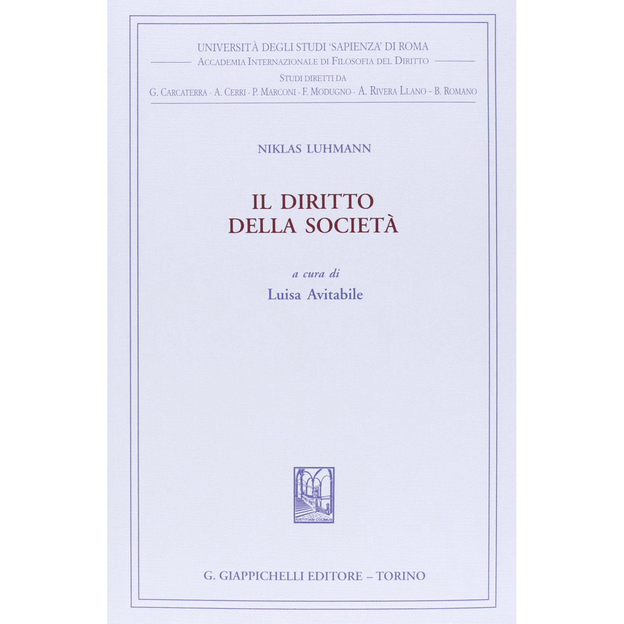 Niklas Luhmann L. Avitabile Il diritto della societ&agrave; (Paperback)