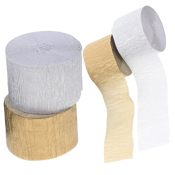 DINHEAROM Wedding Table Decorations Crepe Papers Streamers Gold 4 Rolls 982.50x1.77in