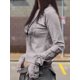 thumbnail image 4 of Camisetas Gráficas para Mujeres, Adolescentes, Estética Grunge, Gótica, Y2k, Básica, de Punto, Larga, Otoño. Gris L, 4 of 8