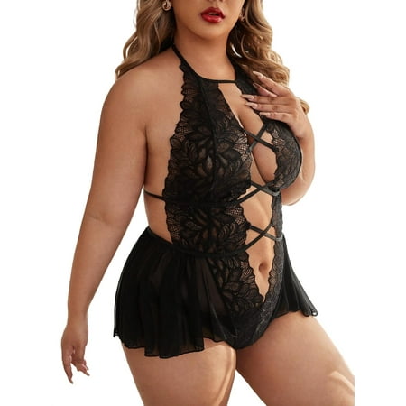 

Teddies Black Plus Size Sexy Lingerie (Women s)