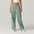thumbnail image 2 of Women's Zip Front Palazzo Pants with Cargo Pockets High Waist Comfortable Wide Leg Trousers in Soft Cotton, 2 of 8