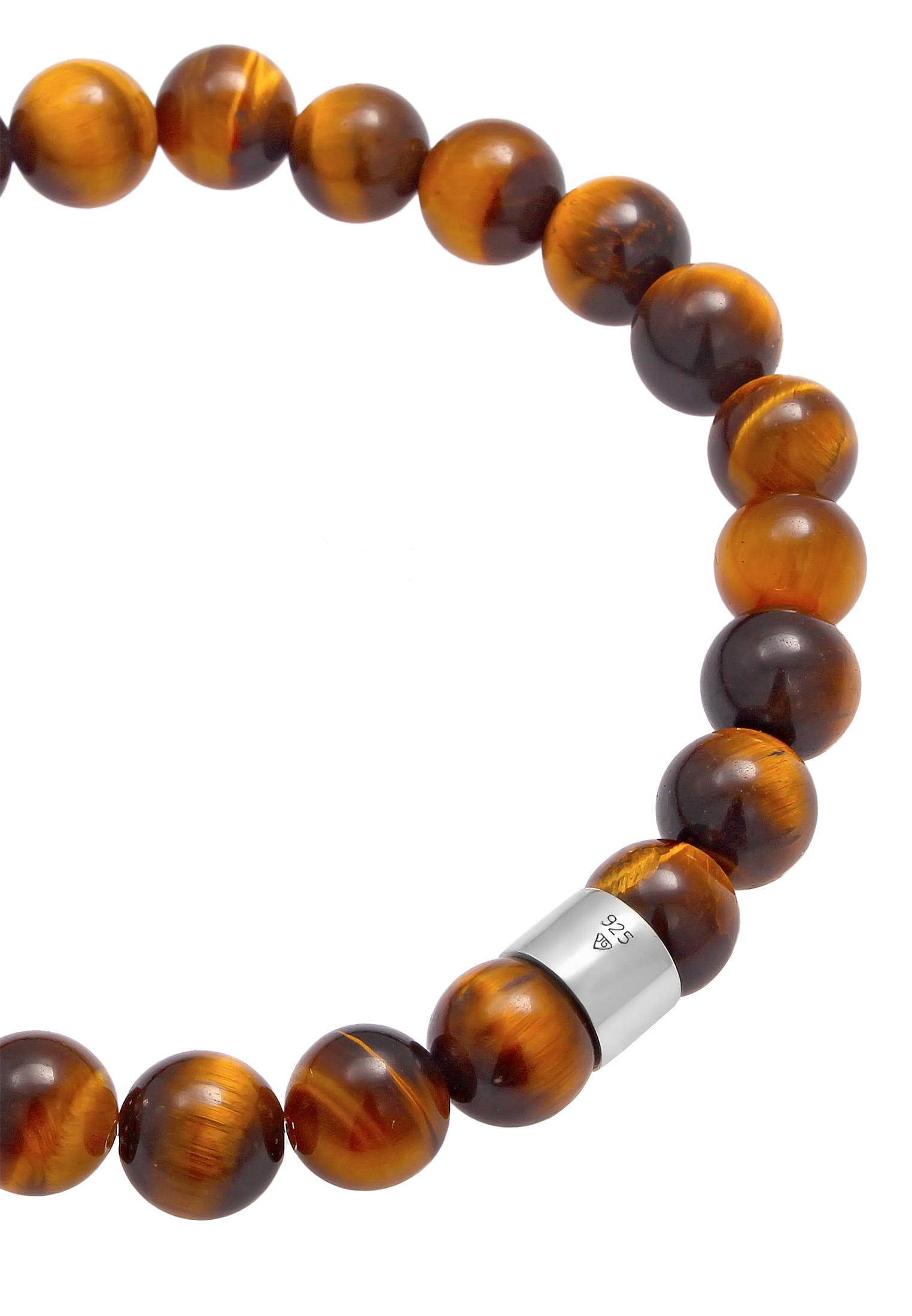 KUZZOI Men Round Tigereye Stone Bracelet with Compass Bead 7.48-9.05 inch