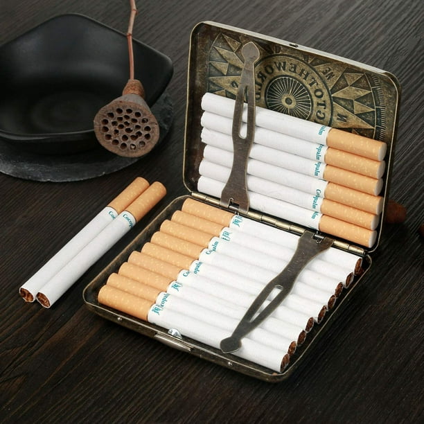 Étui à cigarettes rétro en métal pour 20 cigarettes Boîte à
