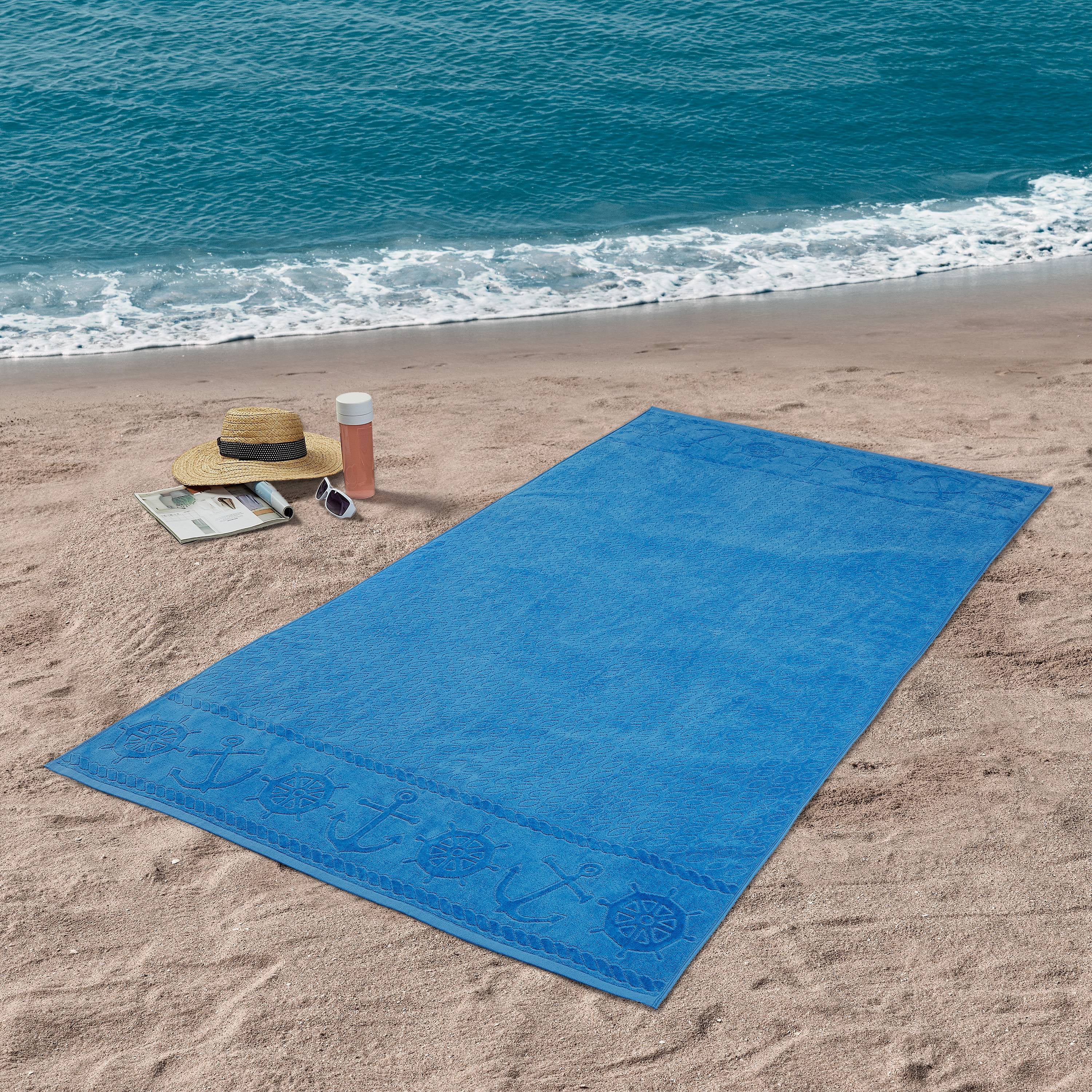 New Better Homes and Gardens Oversized 6' Beach Towel Blue Global Medallian 