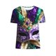 thumbnail image 5 of RKSTN Carnival Shirts for Women Oversized Crewneck Funny Carnival Graphic Short Sleeve Mardi Gras T Shirts Top Womens Casual Plus Size Round Neck Loose Fits Holiday Short Sleeve Blouse Fat Tuesday, 5 of 5