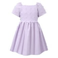 thumbnail image 5 of HILEELANG Little Girl Dress Short Sleeve Summer Lavender Casual Tie Back Princess Elegant Party Dress 4-5T, 5 of 7