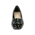 thumbnail image 2 of PEERAGE Jayden Women Wide Width Leather Dress Flat Pump with Glossy Patent PU Square Toe Cap and Bow BLACK 10.5, 2 of 6