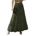 thumbnail image 2 of Sevevn Fashion Women's Solid Color Casual Stretch Waist Fold Skirt Dress Holiday Gift Finder Army Green L, 2 of 6