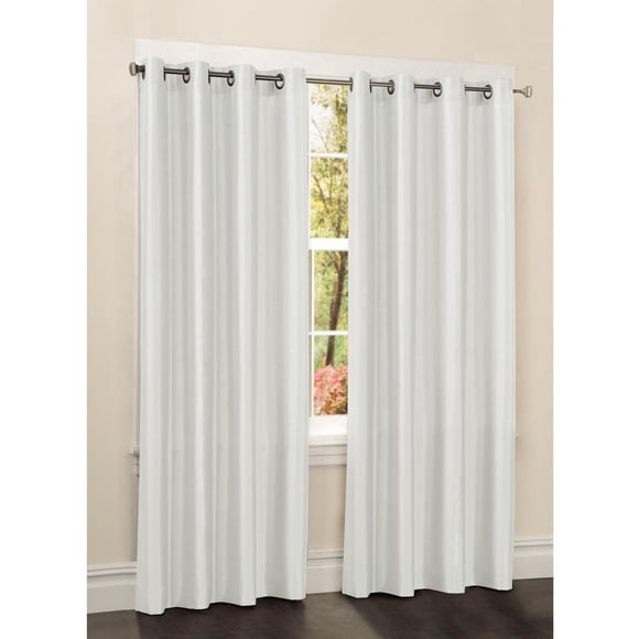 Mainstays Faux Silk 84" Drapery Grommet Window Curtains Panel, White