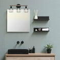 thumbnail image 2 of Kira Home Pierce 22" 3-Light Farmhouse Vanity / Bathroom Light + Funnel Metal Shades, Smoked Birch Wood Style + Black, 2 of 7