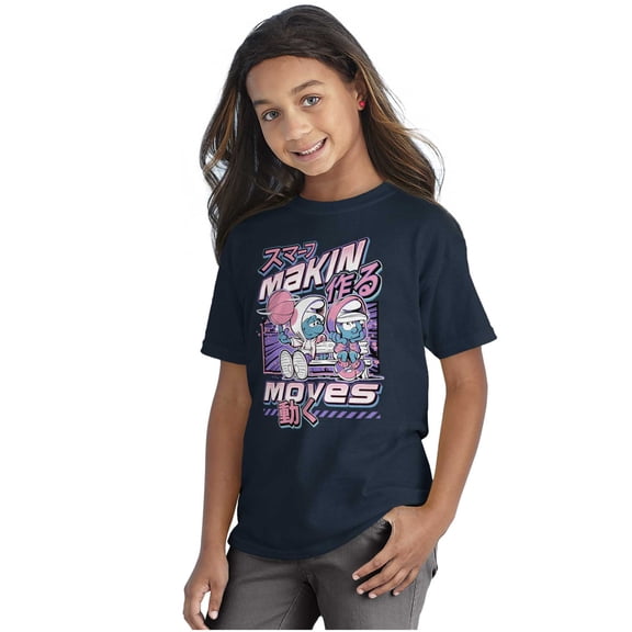 The Smurfs Cool Kanji Makin Moves Crewneck T Shirts Boy Girl Teen Brisco Brands L