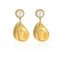 thumbnail image 5 of NICKSUN 18K Gold Plated Statement Earrings For Women, Glossy Teardrop Pearl Stud Earrings Hypoallergenic Stud, 5 of 5