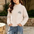 thumbnail image 5 of Falkdiz Girls Long Sleeve Shirts Warm Basic Soft Tops Outdoor Winter School Crew Neck Pullover for Girls Cute Graphic , Beige , Size: 2-3 Years, 5 of 6