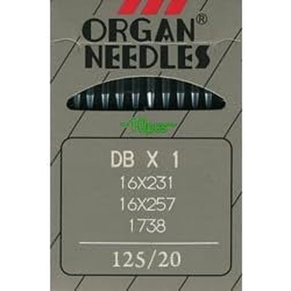 Teamwork NgoSew Organ DB X 1 Industrial Round Shank Needles 16X257 Choose Size 125/20, 140/22, 180/24, 200/25 (10 Needles) (125/20)