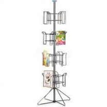 Amko Displays B1224116 Wire Countertop Magazine Spinner - 4 Tier - Chrome & Black