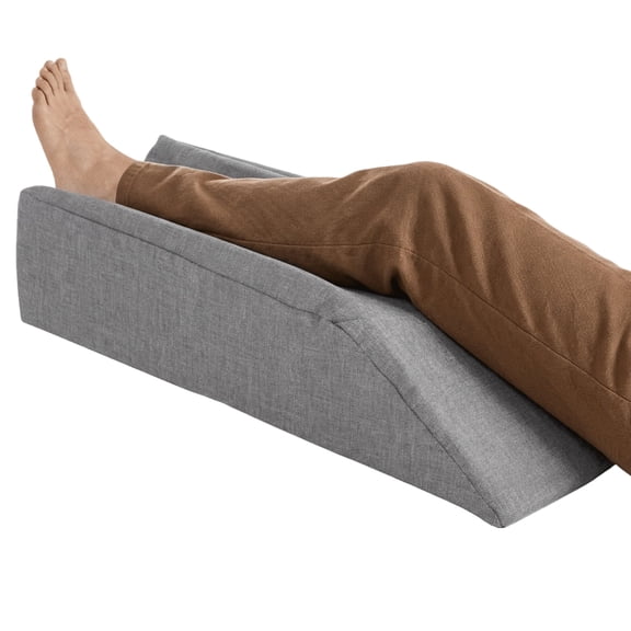 Leg Elevation Pillow Velvet Leg Knee Ankle Support Foam Wedge Pillow for Surgery Injury, Vein Pillow for Leg Relaxation, Grey