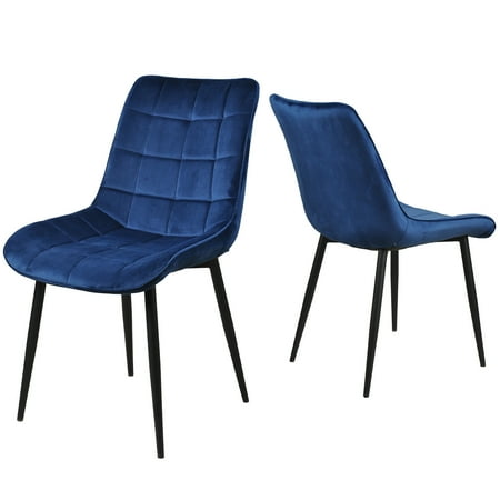 Second Hand Living Room Furniture Dining Chair Set of 2 for Kitchen & Dining Furniture, URHOMEPRO Velvet Fabric High-Resiliency Foam Cushion Side Chairs with Sturdy Metal Legs for Home Kitchen Living Room, Waiting Room, Blue, S12091 ()