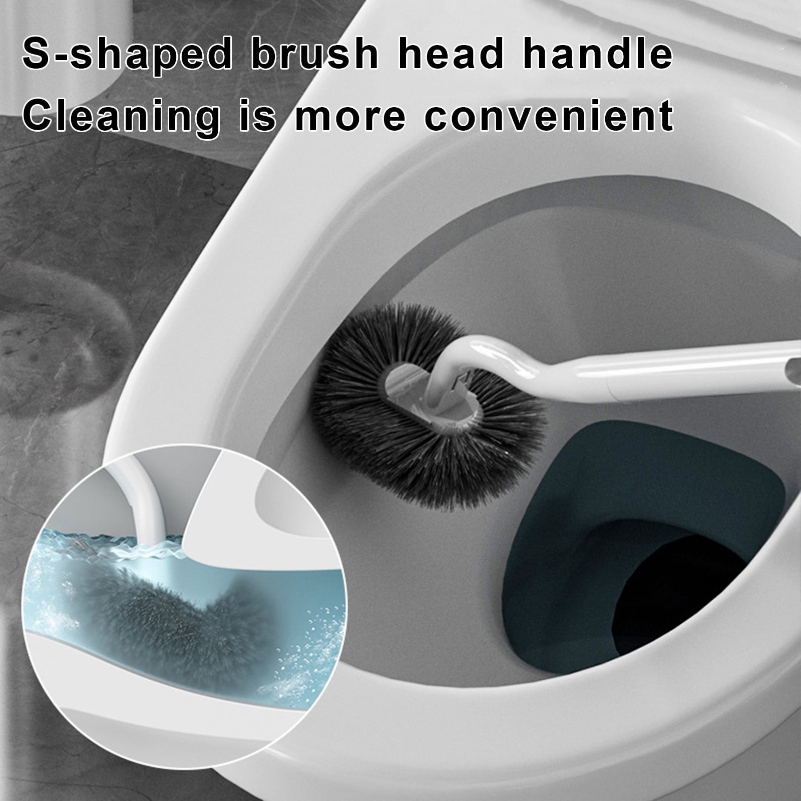 Toilet Bowl Brush Set with 2 Types of Brushes, Stiff Brush and Slit Brush for Thorough Toilet Cleaning, Flexible and Hygienic Design
